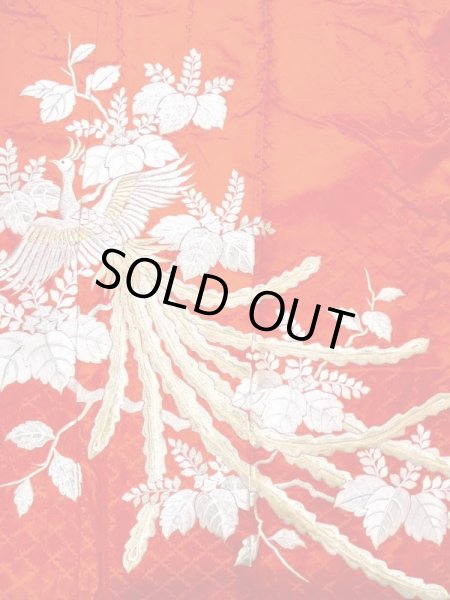 画像9: N0605A  女性用 掛下  シルク(正絹)  光沢のある 赤色, 鳳凰 【中古】 【USED】 【リサイクル】 ★★★☆☆ (9)