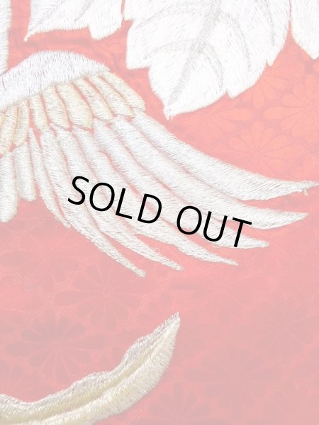 画像13: N0605A  女性用 掛下  シルク(正絹)  光沢のある 赤色, 鳳凰 【中古】 【USED】 【リサイクル】 ★★★☆☆ (13)