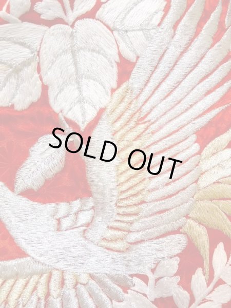 画像18: N0605A  女性用 掛下  シルク(正絹)  光沢のある 赤色, 鳳凰 【中古】 【USED】 【リサイクル】 ★★★☆☆ (18)