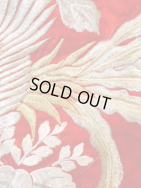 画像19: N0605A  女性用 掛下  シルク(正絹)  光沢のある 赤色, 鳳凰 【中古】 【USED】 【リサイクル】 ★★★☆☆ (19)