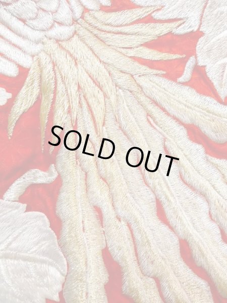 画像21: N0605A  女性用 掛下  シルク(正絹)  光沢のある 赤色, 鳳凰 【中古】 【USED】 【リサイクル】 ★★★☆☆ (21)