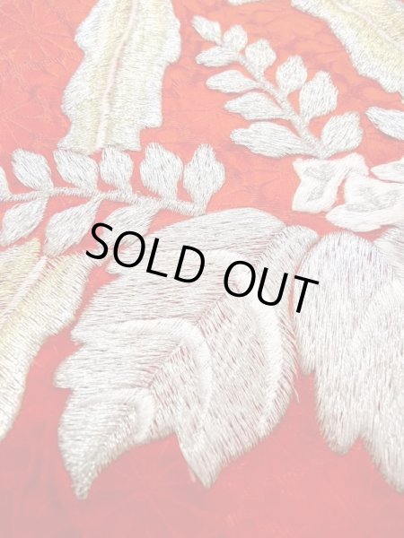 画像22: N0605A  女性用 掛下  シルク(正絹)  光沢のある 赤色, 鳳凰 【中古】 【USED】 【リサイクル】 ★★★☆☆ (22)