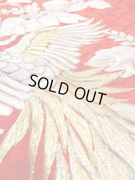 画像23: N0605A  女性用 掛下  シルク(正絹)  光沢のある 赤色, 鳳凰 【中古】 【USED】 【リサイクル】 ★★★☆☆ (23)