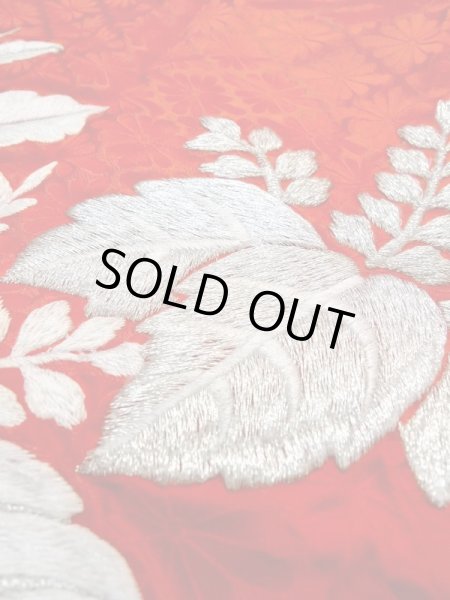 画像25: N0605A  女性用 掛下  シルク(正絹)  光沢のある 赤色, 鳳凰 【中古】 【USED】 【リサイクル】 ★★★☆☆ (25)