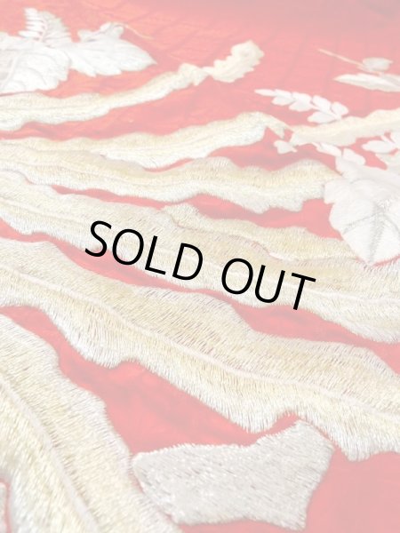 画像26: N0605A  女性用 掛下  シルク(正絹)  光沢のある 赤色, 鳳凰 【中古】 【USED】 【リサイクル】 ★★★☆☆ (26)