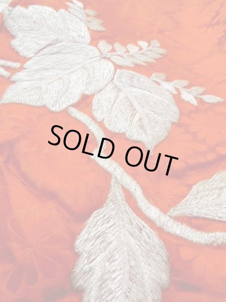 画像27: N0605A  女性用 掛下  シルク(正絹)  光沢のある 赤色, 鳳凰 【中古】 【USED】 【リサイクル】 ★★★☆☆ (27)