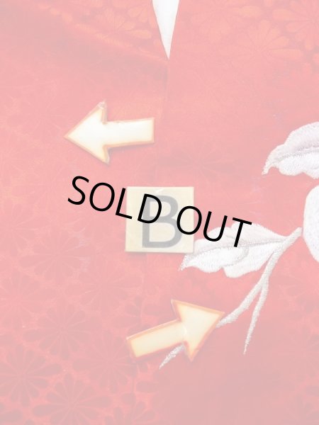 画像33: N0605A  女性用 掛下  シルク(正絹)  光沢のある 赤色, 鳳凰 【中古】 【USED】 【リサイクル】 ★★★☆☆ (33)