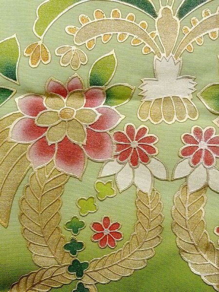 画像18: N0605C  女性用 打掛  シルク(正絹)   赤色, 花 【中古】 【USED】 【リサイクル】 ★★☆☆☆ (18)