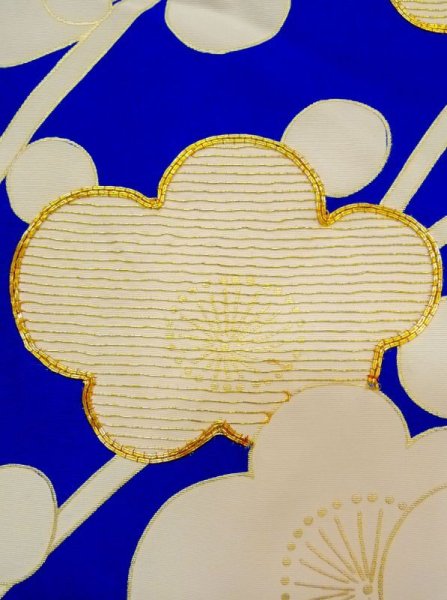 画像10: N0605D  女性用 打掛  シルク(正絹)   青, ぼたん 【中古】 【USED】 【リサイクル】 ★★★☆☆ (10)