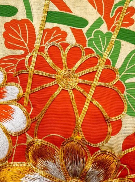 画像13: N0605D  女性用 打掛  シルク(正絹)   青, ぼたん 【中古】 【USED】 【リサイクル】 ★★★☆☆ (13)