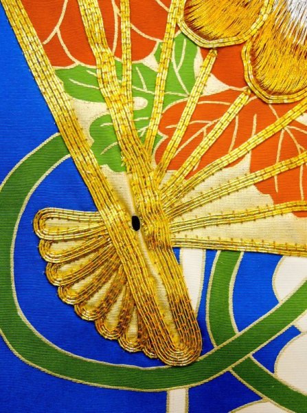 画像15: N0605D  女性用 打掛  シルク(正絹)   青, ぼたん 【中古】 【USED】 【リサイクル】 ★★★☆☆ (15)