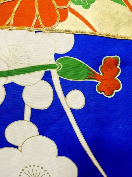 画像16: N0605D  女性用 打掛  シルク(正絹)   青, ぼたん 【中古】 【USED】 【リサイクル】 ★★★☆☆ (16)