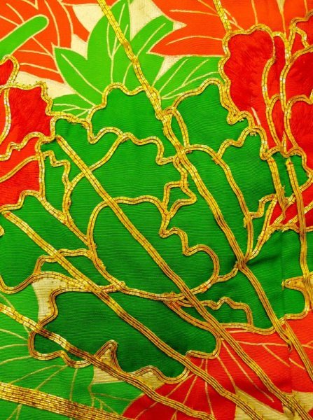 画像20: N0605D  女性用 打掛  シルク(正絹)   青, ぼたん 【中古】 【USED】 【リサイクル】 ★★★☆☆ (20)