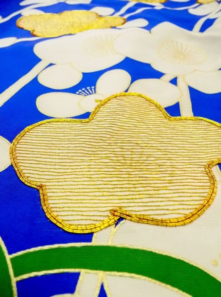 画像21: N0605D  女性用 打掛  シルク(正絹)   青, ぼたん 【中古】 【USED】 【リサイクル】 ★★★☆☆ (21)