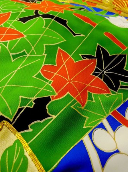 画像25: N0605D  女性用 打掛  シルク(正絹)   青, ぼたん 【中古】 【USED】 【リサイクル】 ★★★☆☆ (25)