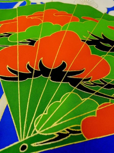 画像27: N0605D  女性用 打掛  シルク(正絹)   青, ぼたん 【中古】 【USED】 【リサイクル】 ★★★☆☆ (27)