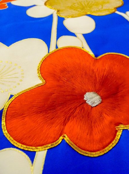 画像28: N0605D  女性用 打掛  シルク(正絹)   青, ぼたん 【中古】 【USED】 【リサイクル】 ★★★☆☆ (28)