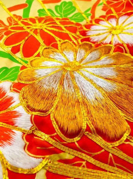 画像29: N0605D  女性用 打掛  シルク(正絹)   青, ぼたん 【中古】 【USED】 【リサイクル】 ★★★☆☆ (29)