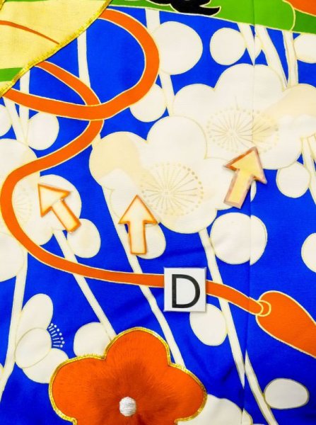 画像35: N0605D  女性用 打掛  シルク(正絹)   青, ぼたん 【中古】 【USED】 【リサイクル】 ★★★☆☆ (35)