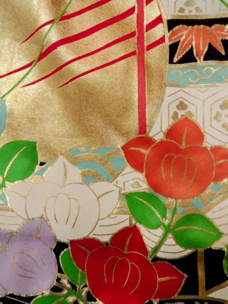 画像26: N0605E  女性用 打掛  シルク(正絹)   金色, 桜 【中古】 【USED】 【リサイクル】 ★☆☆☆☆ (26)