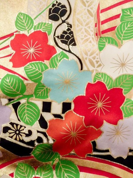 画像32: N0605E  女性用 打掛  シルク(正絹)   金色, 桜 【中古】 【USED】 【リサイクル】 ★☆☆☆☆ (32)