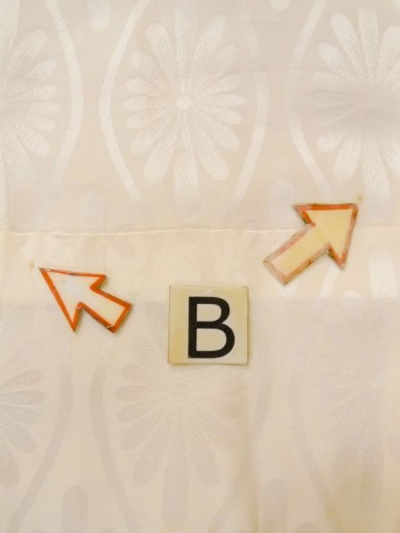 画像15: N0611P  女性用 襦袢  シルク(正絹)   アイボリー, 菊 【中古】 【USED】 【リサイクル】 ★★☆☆☆ (15)