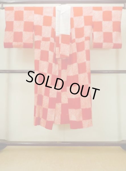 画像1: N0611S  女性用 襦袢  シルク（正絹）  光沢のある 赤色, かのこ 【中古】 【USED】 【リサイクル】 ★★★☆☆ (1)