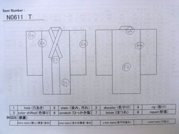 画像13: N0611T  女性用 襦袢 他ダメージ シルク(正絹)   アイボリー, 桜 【中古】 【USED】 【リサイクル】 ★☆☆☆☆ (13)
