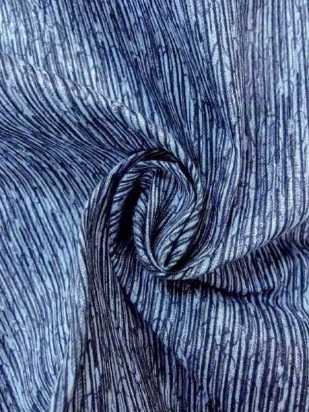 画像9: N0624M 端切れ 女性用着物 綿  灰色がかった 水色 線 【中古】 【USED】 【リサイクル】 ★★★★☆ (9)