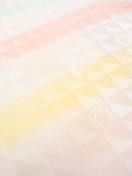 画像6: N0624N 端切れ 女性用着物 シルク(正絹)  光沢のある マルチカラー 三角 【中古】 【USED】 【リサイクル】 ★★★★☆ (6)