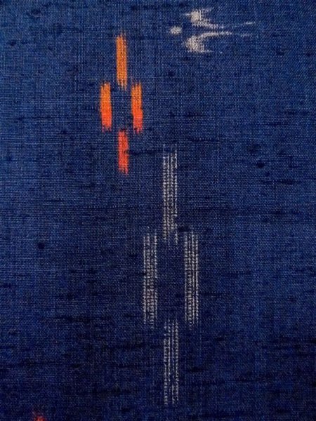 画像5: N0624Q 端切れ 女性用着物 ウール   紺 線 【中古】 【USED】 【リサイクル】 ★☆☆☆☆ (5)