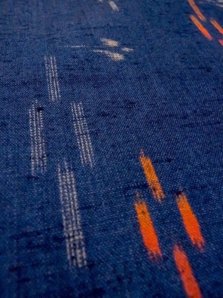 画像7: N0624Q 端切れ 女性用着物 ウール   紺 線 【中古】 【USED】 【リサイクル】 ★☆☆☆☆ (7)