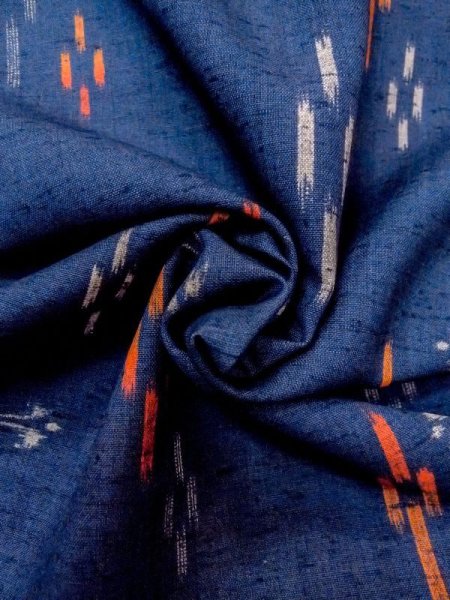 画像11: N0624Q 端切れ 女性用着物 ウール   紺 線 【中古】 【USED】 【リサイクル】 ★☆☆☆☆ (11)
