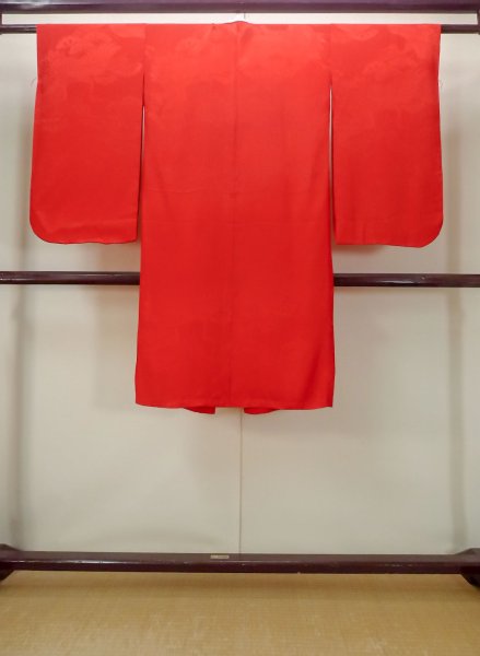 画像2: N0629A  女性用 女の子 子供用、半衿付き シルク(正絹)   赤色,  【中古】 【USED】 【リサイクル】 ★☆☆☆☆ (2)