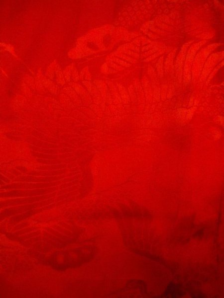 画像3: N0629A  女性用 女の子 子供用、半衿付き シルク(正絹)   赤色,  【中古】 【USED】 【リサイクル】 ★☆☆☆☆ (3)