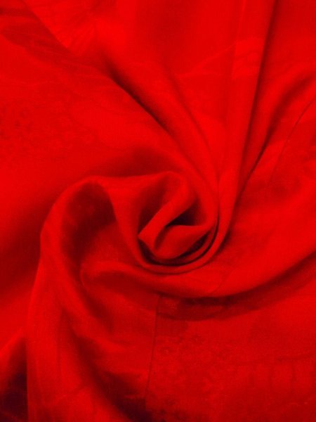 画像11: N0629A  女性用 女の子 子供用、半衿付き シルク(正絹)   赤色,  【中古】 【USED】 【リサイクル】 ★☆☆☆☆ (11)