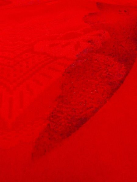 画像10: N0629B  女性用 女の子 子供用、半衿付き シルク(正絹)   赤色, 松/松葉 【中古】 【USED】 【リサイクル】 ★★☆☆☆ (10)