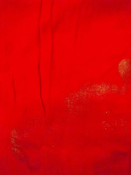 画像3: N0629C  女性用 女の子  シルク(正絹)   赤色, 雲 【中古】 【USED】 【リサイクル】 ★★☆☆☆ (3)