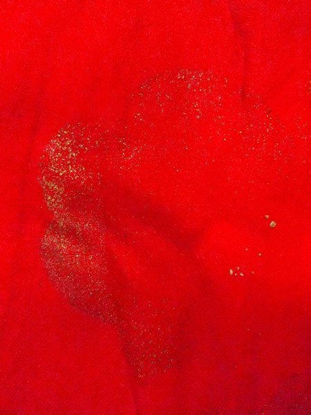 画像5: N0629C  女性用 女の子  シルク(正絹)   赤色, 雲 【中古】 【USED】 【リサイクル】 ★★☆☆☆ (5)