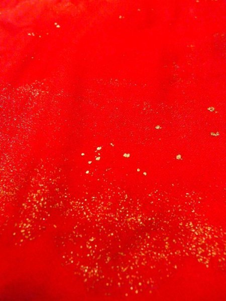 画像9: N0629C  女性用 女の子  シルク(正絹)   赤色, 雲 【中古】 【USED】 【リサイクル】 ★★☆☆☆ (9)