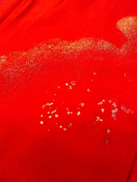 画像10: N0629C  女性用 女の子  シルク(正絹)   赤色, 雲 【中古】 【USED】 【リサイクル】 ★★☆☆☆ (10)