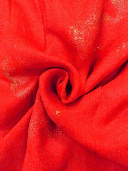 画像11: N0629C  女性用 女の子  シルク(正絹)   赤色, 雲 【中古】 【USED】 【リサイクル】 ★★☆☆☆ (11)