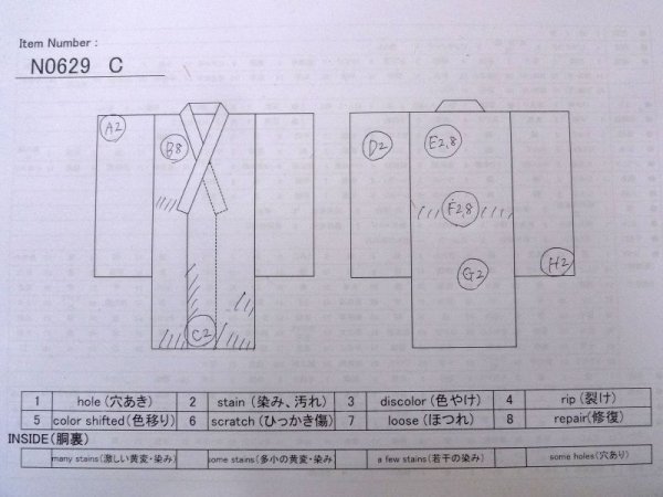画像13: N0629C  女性用 女の子  シルク(正絹)   赤色, 雲 【中古】 【USED】 【リサイクル】 ★★☆☆☆ (13)