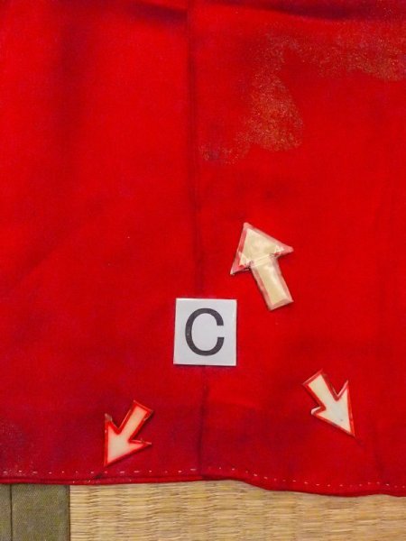 画像16: N0629C  女性用 女の子  シルク(正絹)   赤色, 雲 【中古】 【USED】 【リサイクル】 ★★☆☆☆ (16)