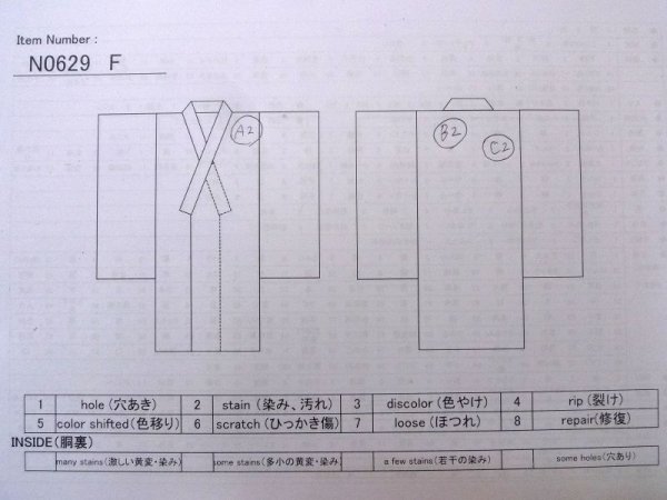 画像14: N0629F  女性用 女の子 半衿付き、地紋:タッセル、扇、亀甲 シルク(正絹)   赤色, 鶴 【中古】 【USED】 【リサイクル】 ★★★☆☆ (14)