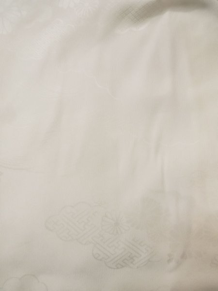 画像3: N0629K  女性用 襦袢 地紋:青海波、源氏雲、さやもん、菱、かのこ シルク(正絹)   オフ ホワイト,  【中古】 【USED】 【リサイクル】 ★★★☆☆ (3)