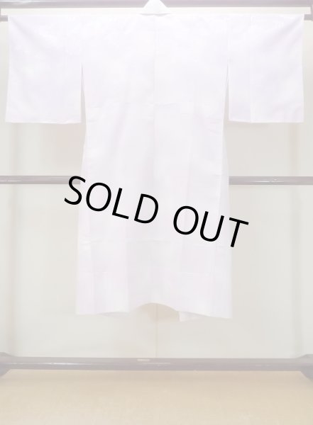 画像2: N0629R  女性用 襦袢 半衿付き、地紋：桐、葉、流水、かのこ 化繊  淡い 紫色,  【中古】 【USED】 【リサイクル】 ★★★☆☆ (2)