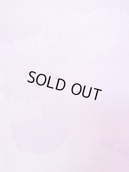 画像6: N0629R  女性用 襦袢 半衿付き、地紋：桐、葉、流水、かのこ 化繊  淡い 紫色,  【中古】 【USED】 【リサイクル】 ★★★☆☆ (6)