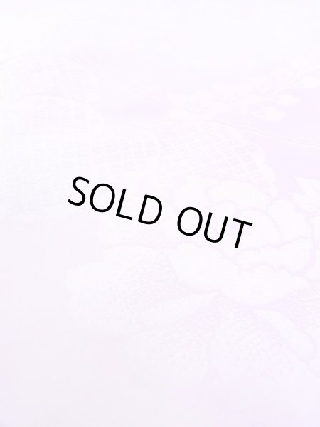 画像8: N0629R  女性用 襦袢 半衿付き、地紋：桐、葉、流水、かのこ 化繊  淡い 紫色,  【中古】 【USED】 【リサイクル】 ★★★☆☆ (8)