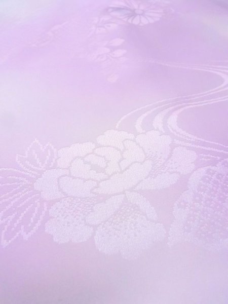 画像10: N0629R  女性用 襦袢 半衿付き、地紋：桐、葉、流水、かのこ 化繊  淡い 紫色,  【中古】 【USED】 【リサイクル】 ★★★☆☆ (10)